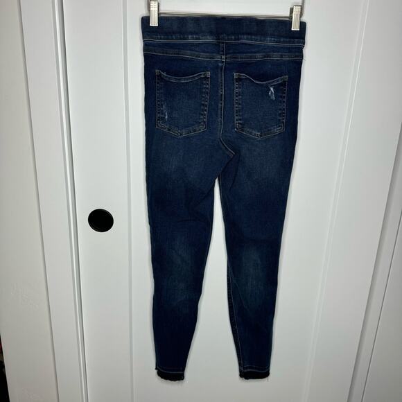 Spanx Distressed Skinny Jeans Medium Wash Stretch Denim Size Small - Picture 6 of 7